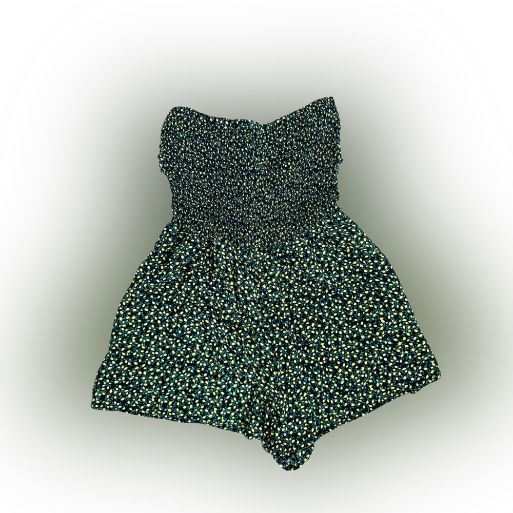 Lemon Print Strapless Romper